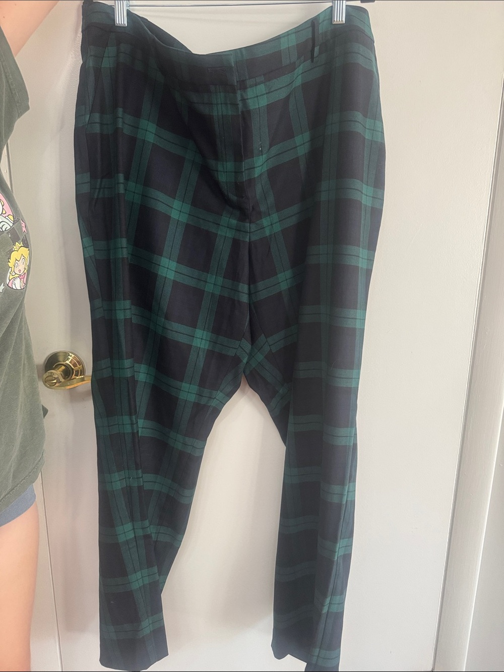 Talbots Black and Dark Green Plaid Women's Trousers